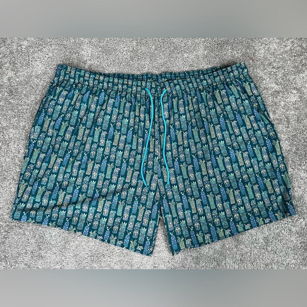 Caribbean 4XB Swim Trunks Green 3 Pockets Boxer Brief Liner Quick Dry Cocktails